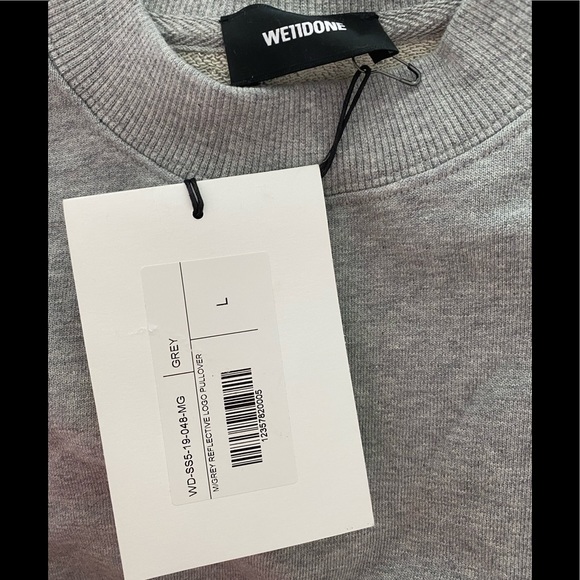 NEW We11done Gray Reflective Logo Sweatshirt - Picture 9 of 9